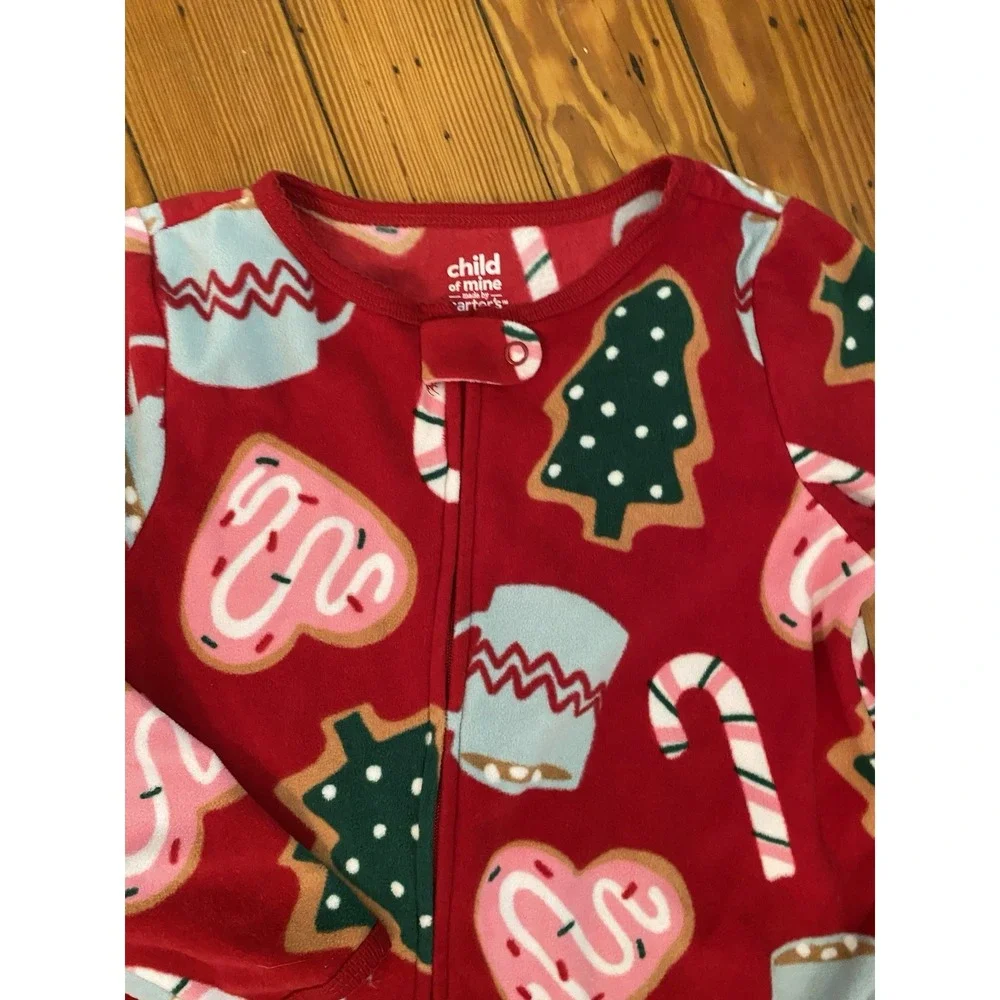2 Carter's Kids Christmas Footie Pajamas Cookies And Reindeer Fleece Zip size 5